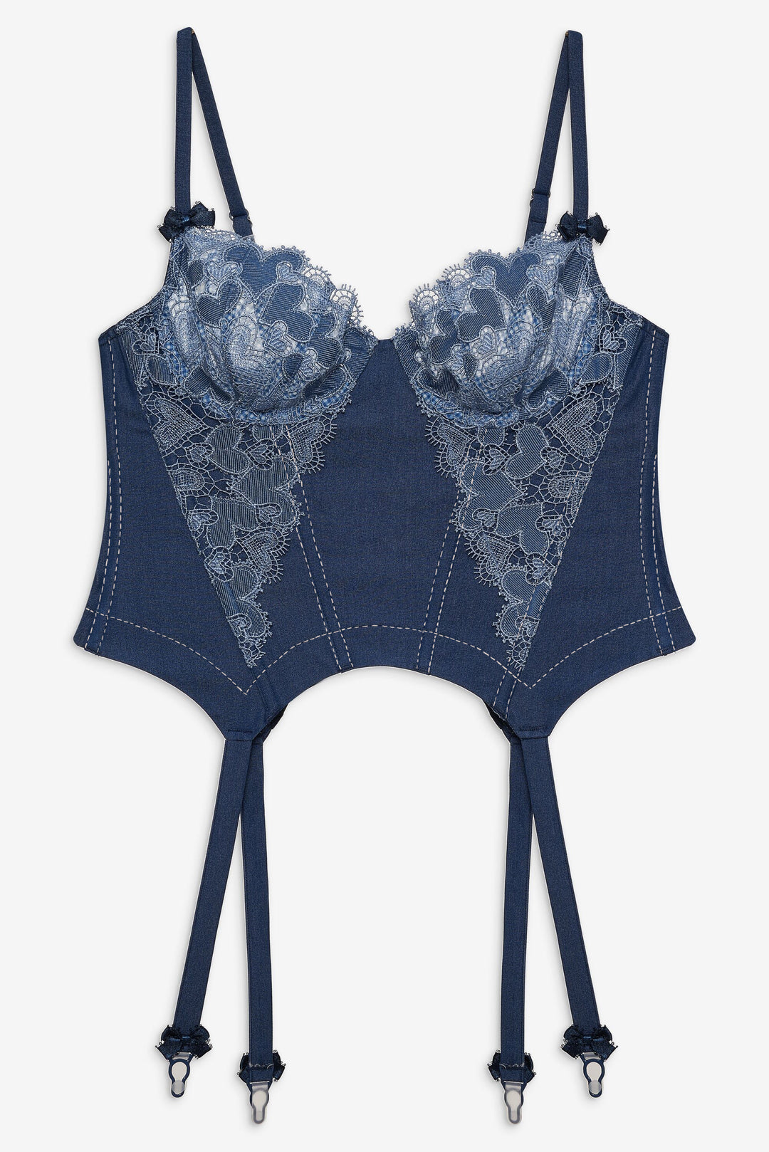 Denim Hearts Bustier Blue