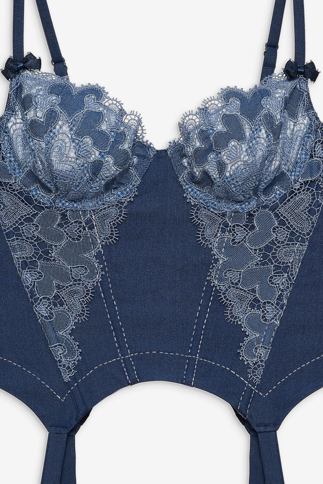 Denim Hearts Bustier Blue