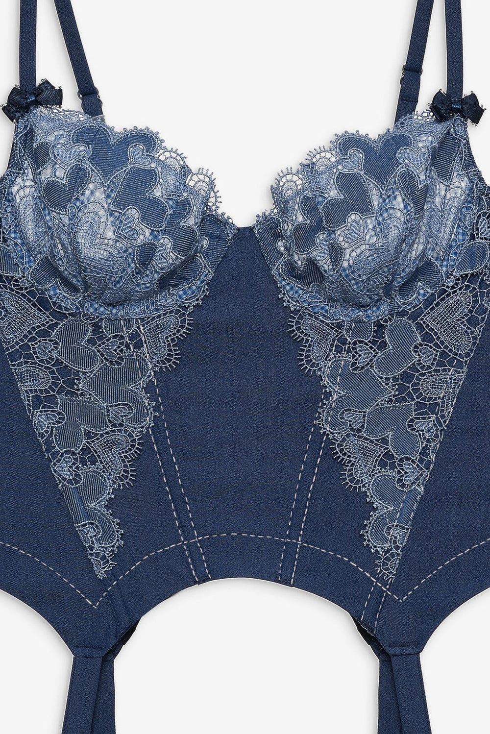 Denim Hearts Bustier Blue
