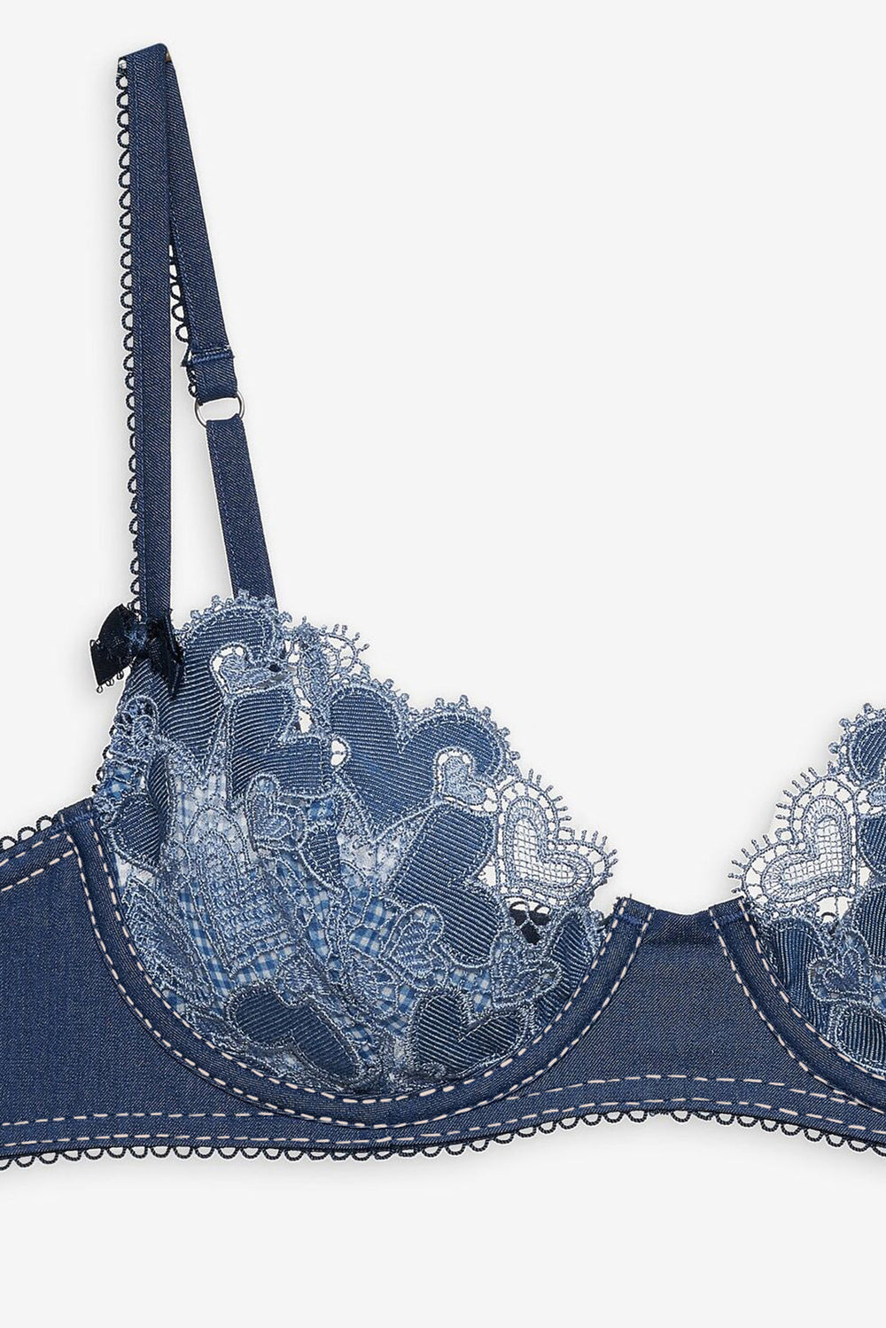 Denim Hearts Underwire Bra Blue