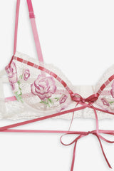 Rose Milk Eyelet Underwire Bra Pink