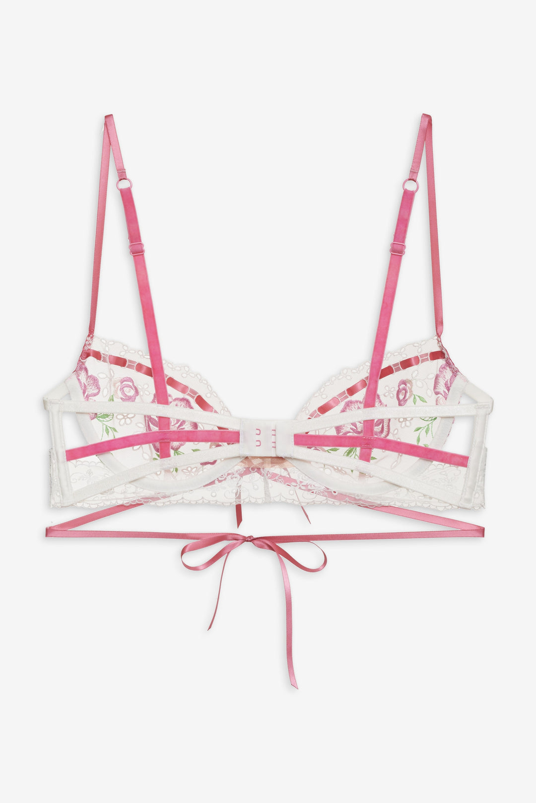 Rose Milk Eyelet Underwire Bra Pink