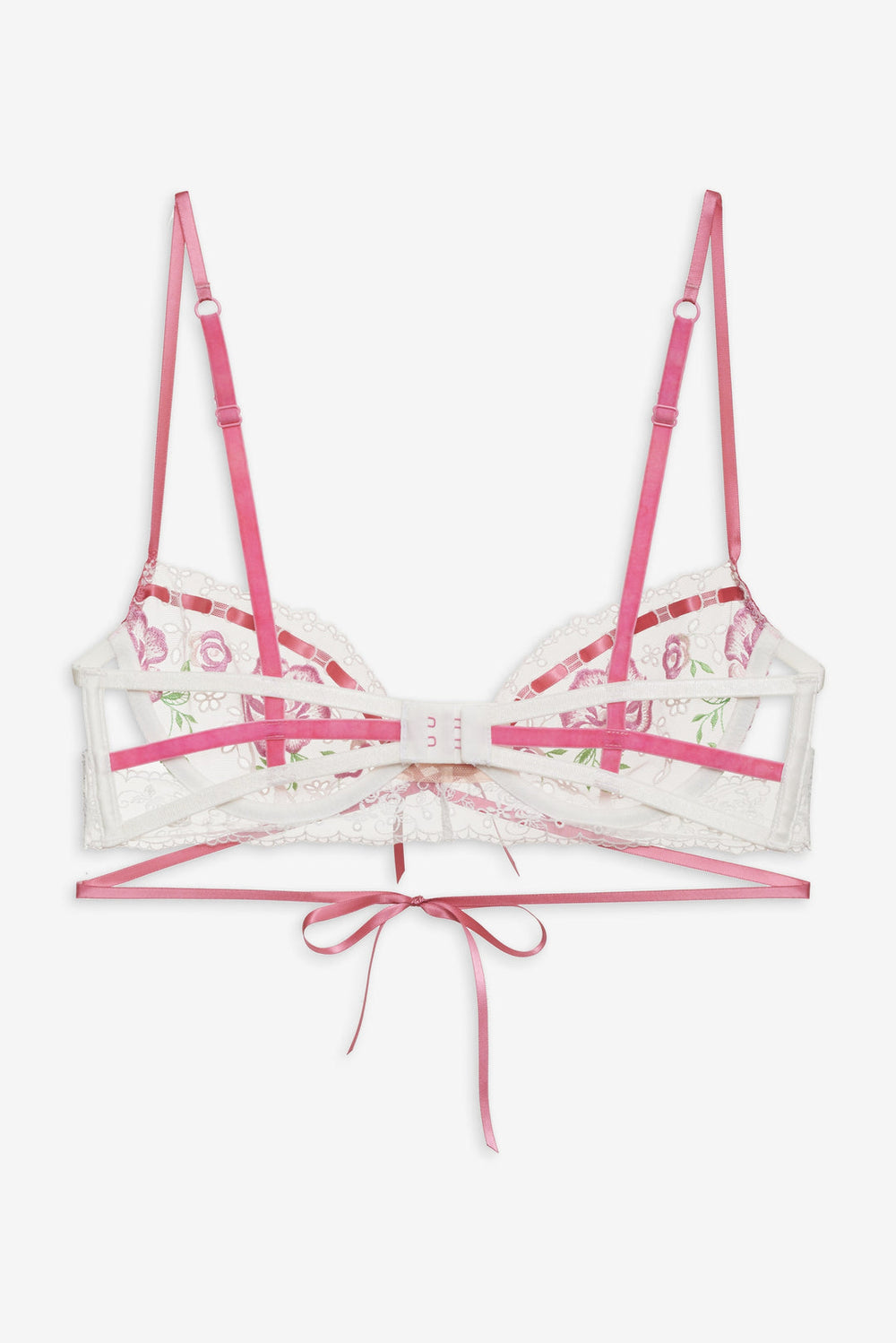 Rose Milk Eyelet Underwire Bra Pink
