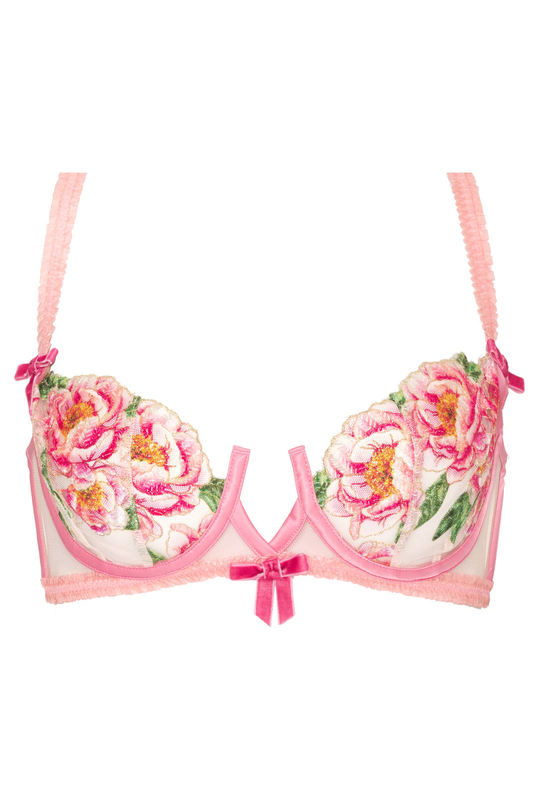 Needle Point Roses Underwire Bra Pink