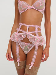 Ily Embroidered Garter Belt Pink