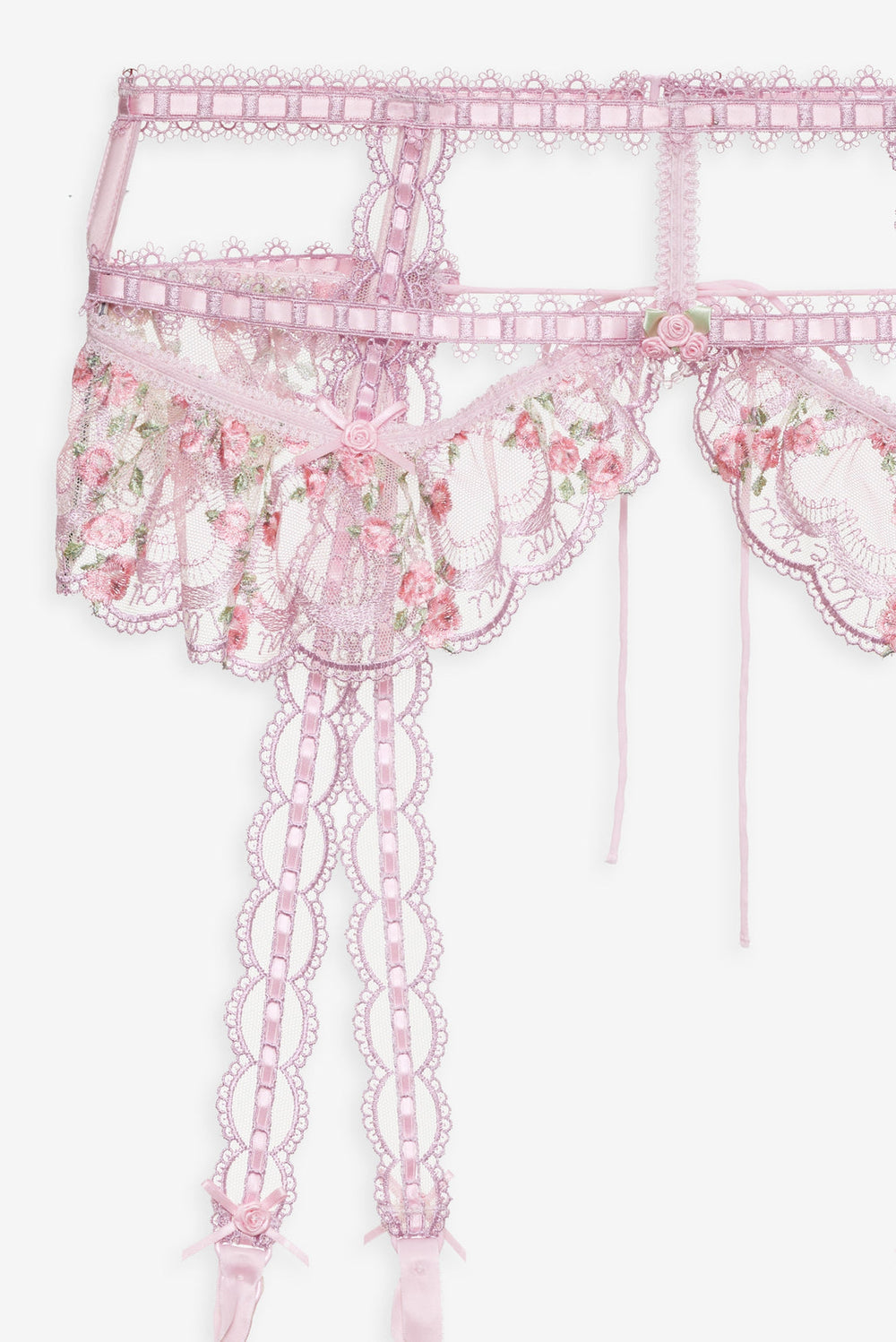 Ily Embroidered Garter Belt Pink