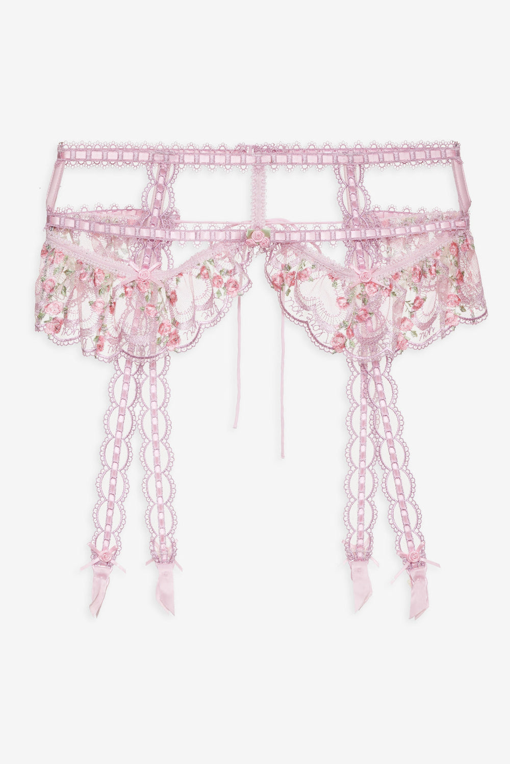 Ily Embroidered Garter Belt Pink