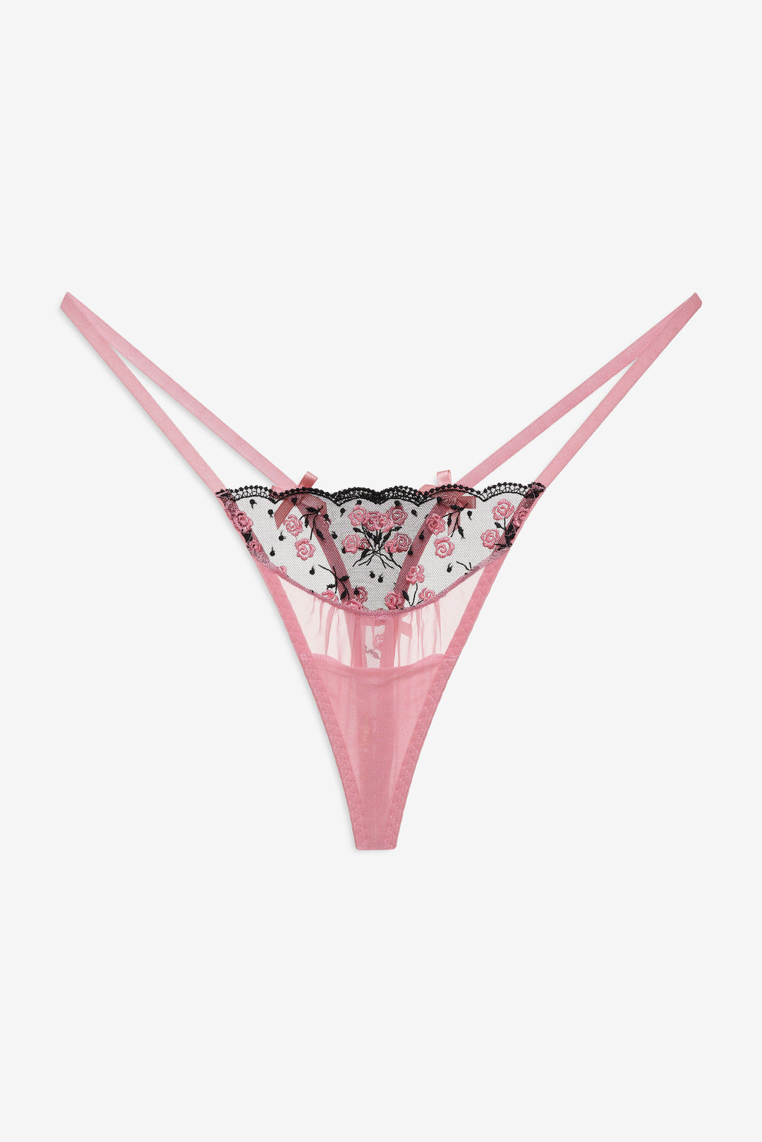 Rose Cluster Thong Panty Pink