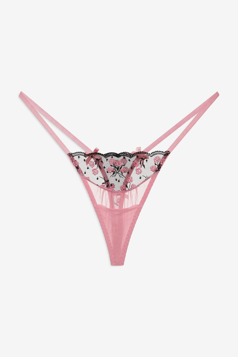 Rose Cluster Thong Panty Pink