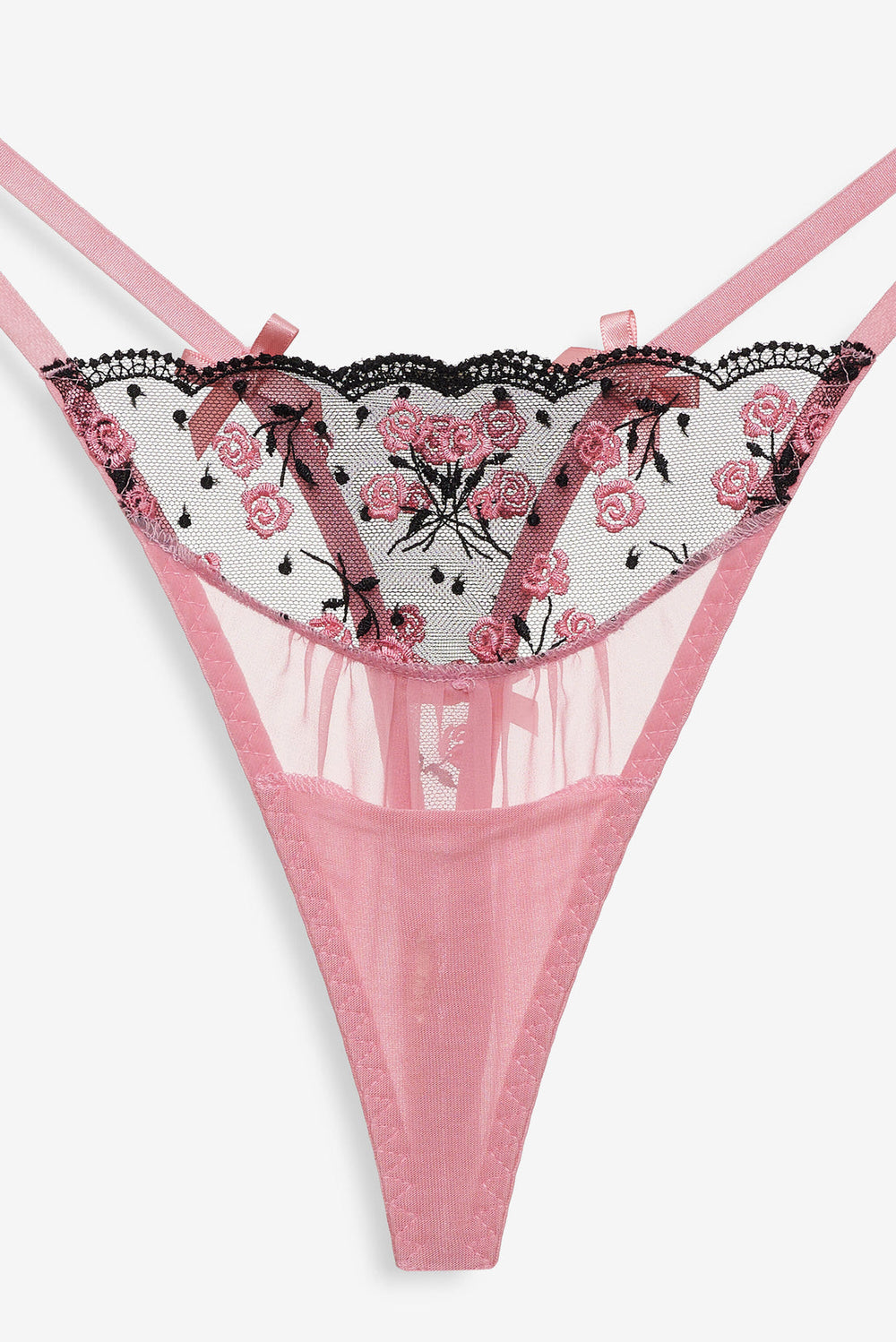 Rose Cluster Thong Panty Pink