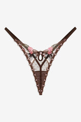 Runaway Bows Thong Panty Brown