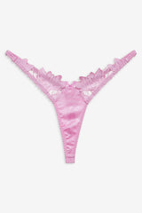 Maye Embroidered Thong Panty Pink
