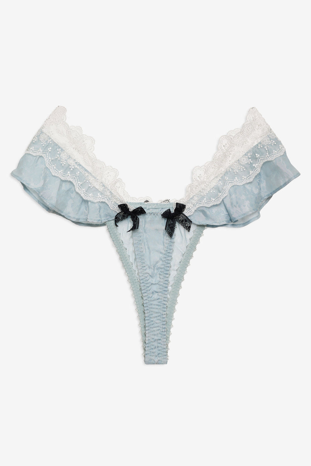 Bluebird Jacquard Thong Panty Dusty Blue