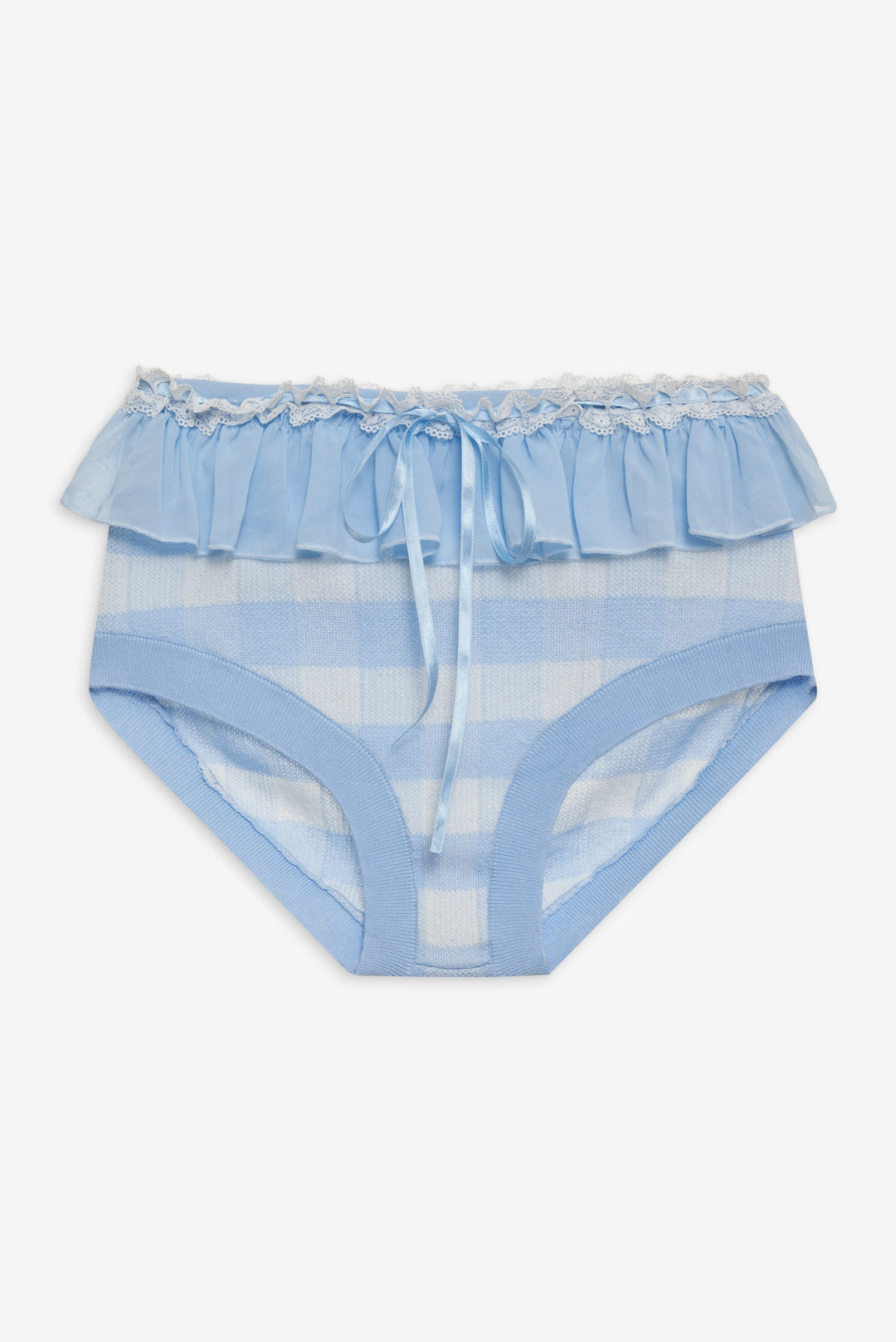 Brushed Gingham Knit Panty Blue