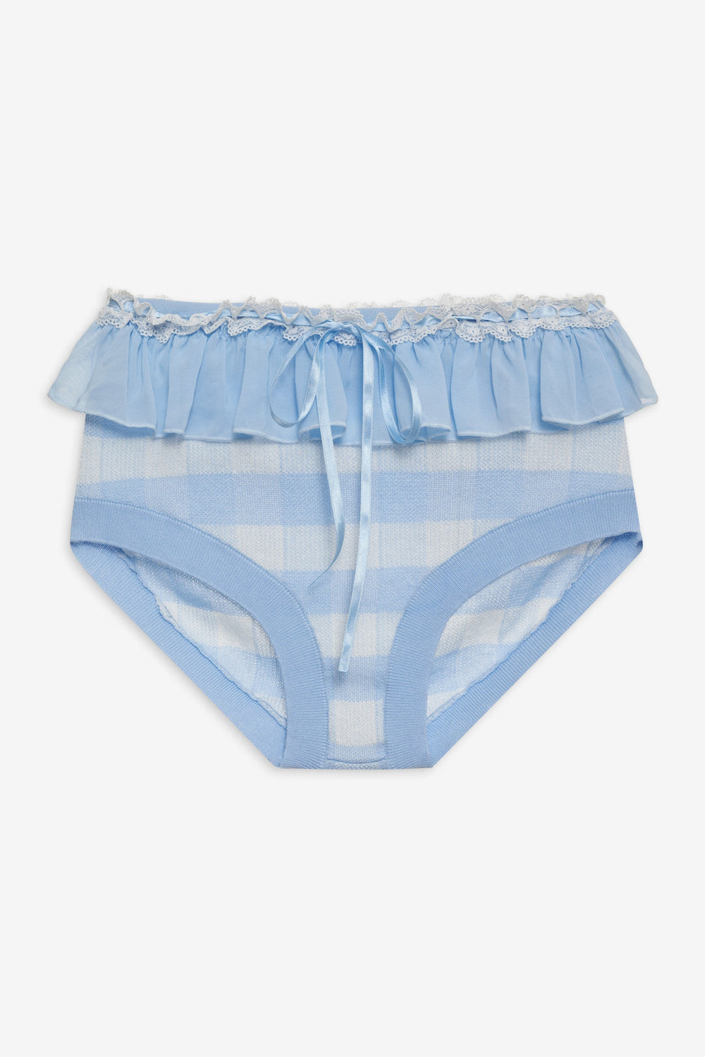 Brushed Gingham Knit Panty Blue