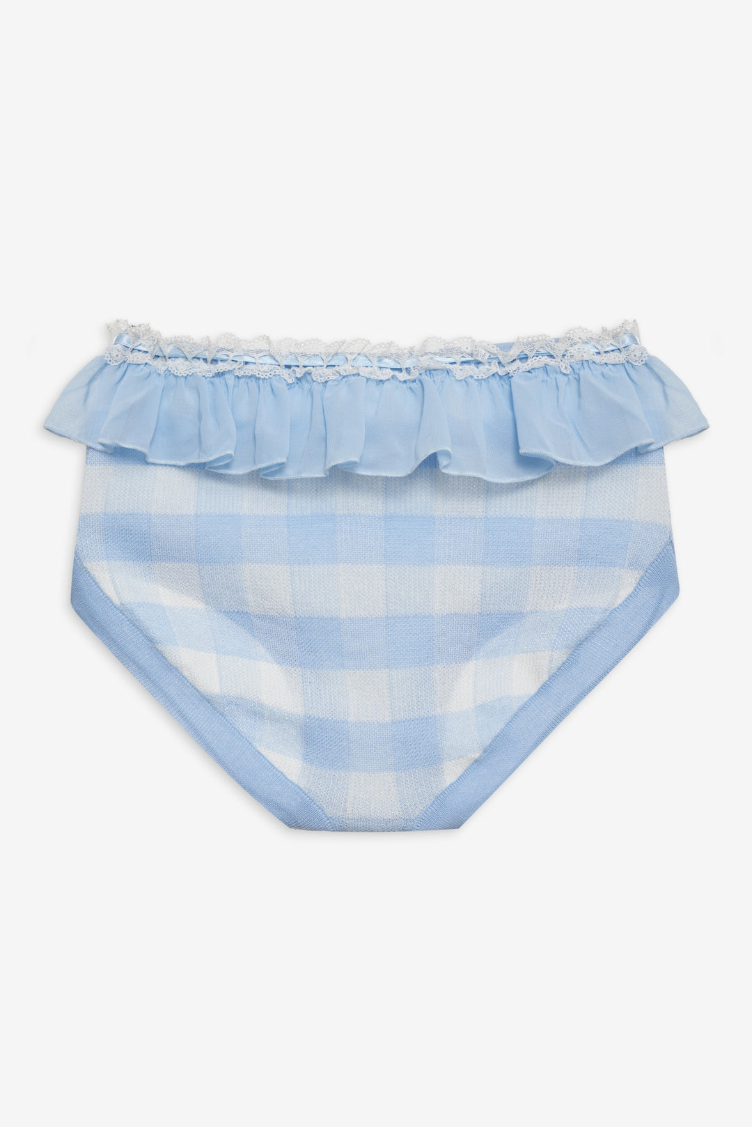 Brushed Gingham Knit Panty Blue