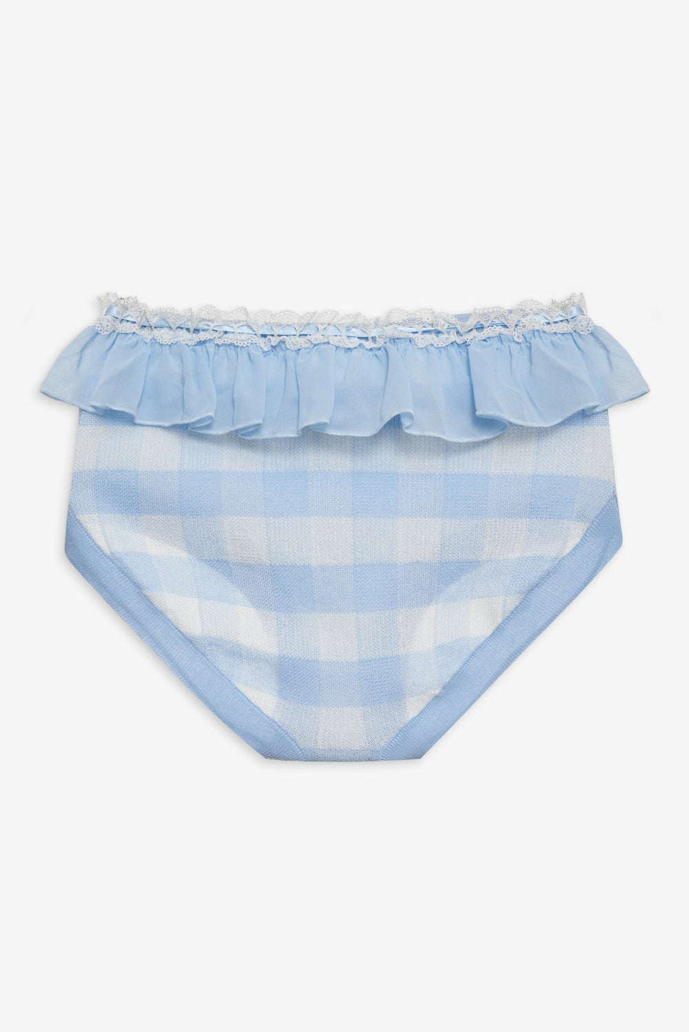 Brushed Gingham Knit Panty Blue