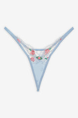 Vintage Rose Eyelet Thong Panty Blue