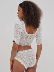Sally Stretch Lace Cheeky Panty White