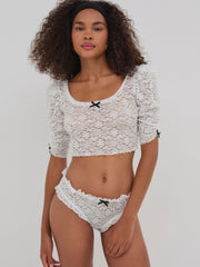 Sally Stretch Lace Cheeky Panty White