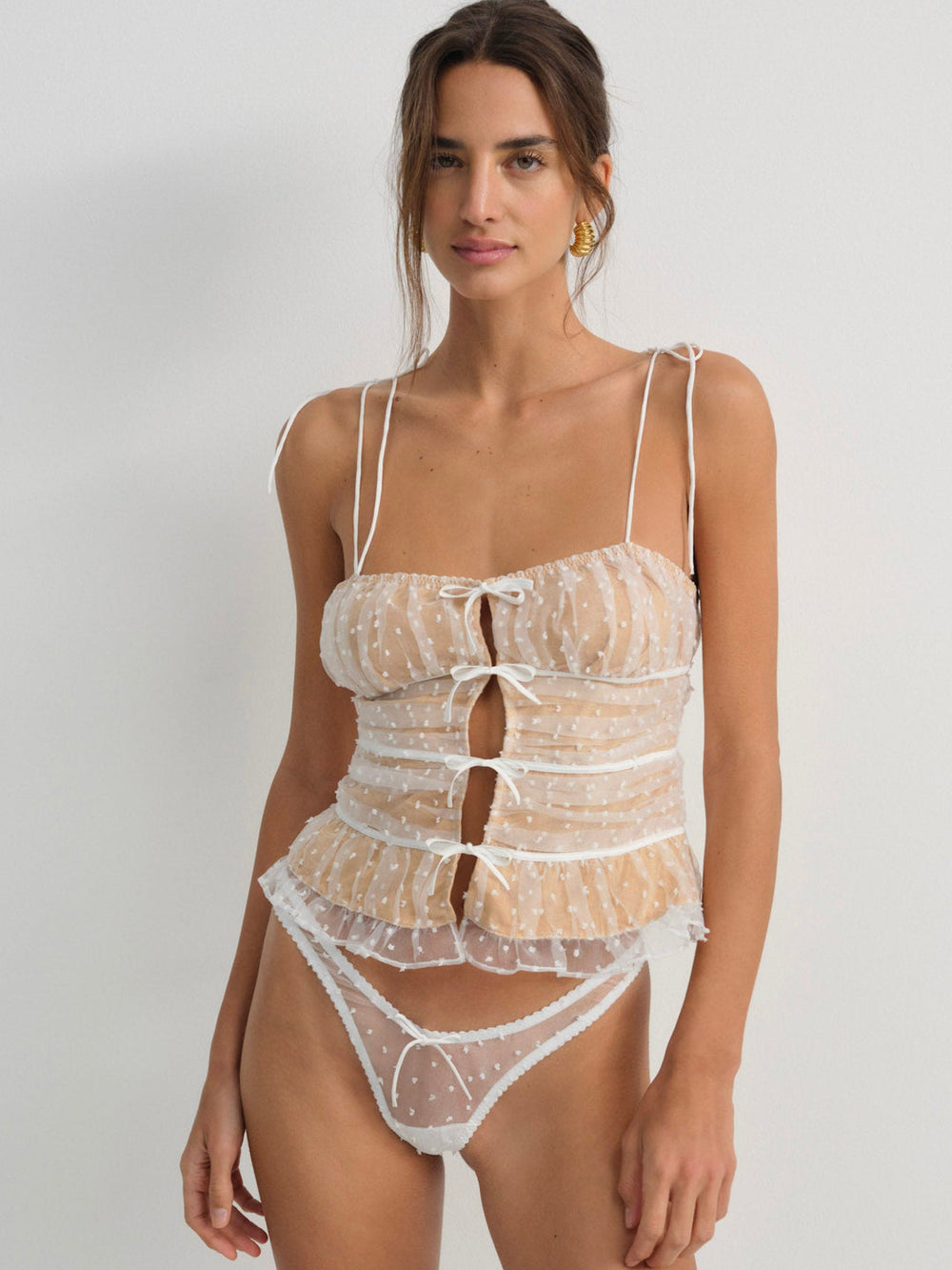 Devon Dot Thong Panty White