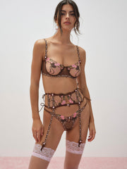 Runaway Bows Garter Belt Brown