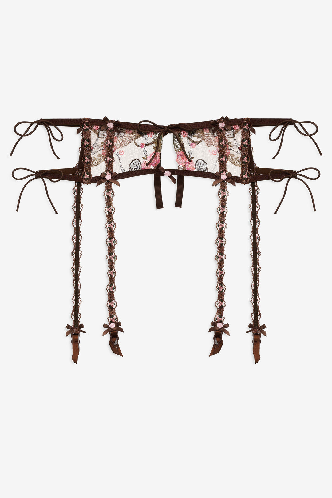 Runaway Bows Garter Belt Brown