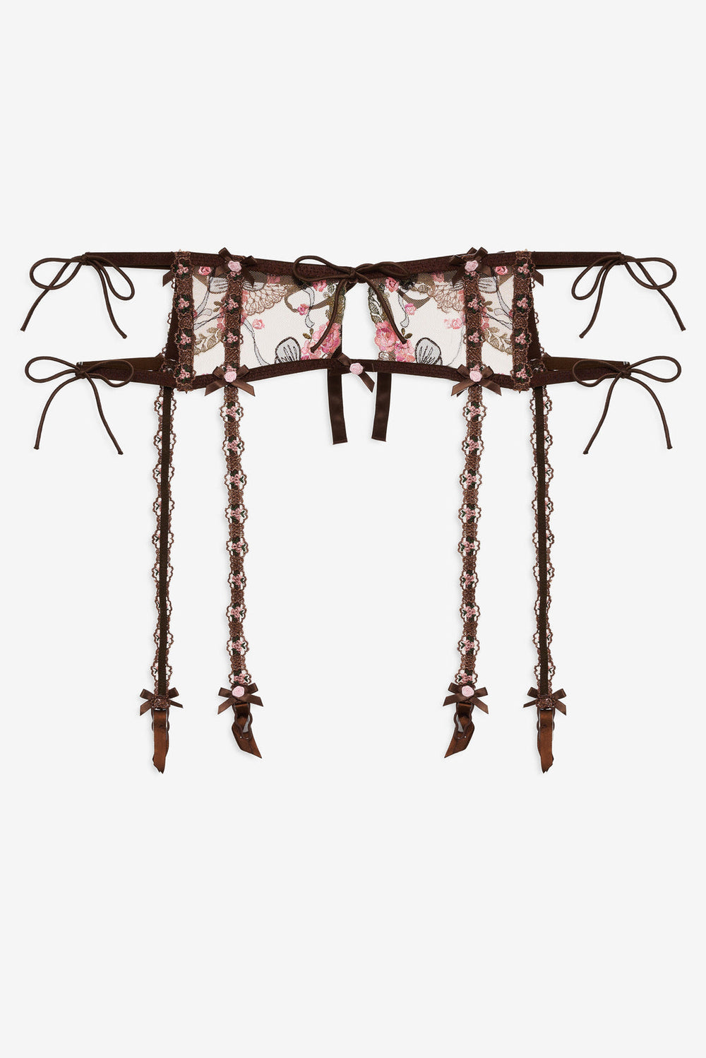 Runaway Bows Garter Belt Brown