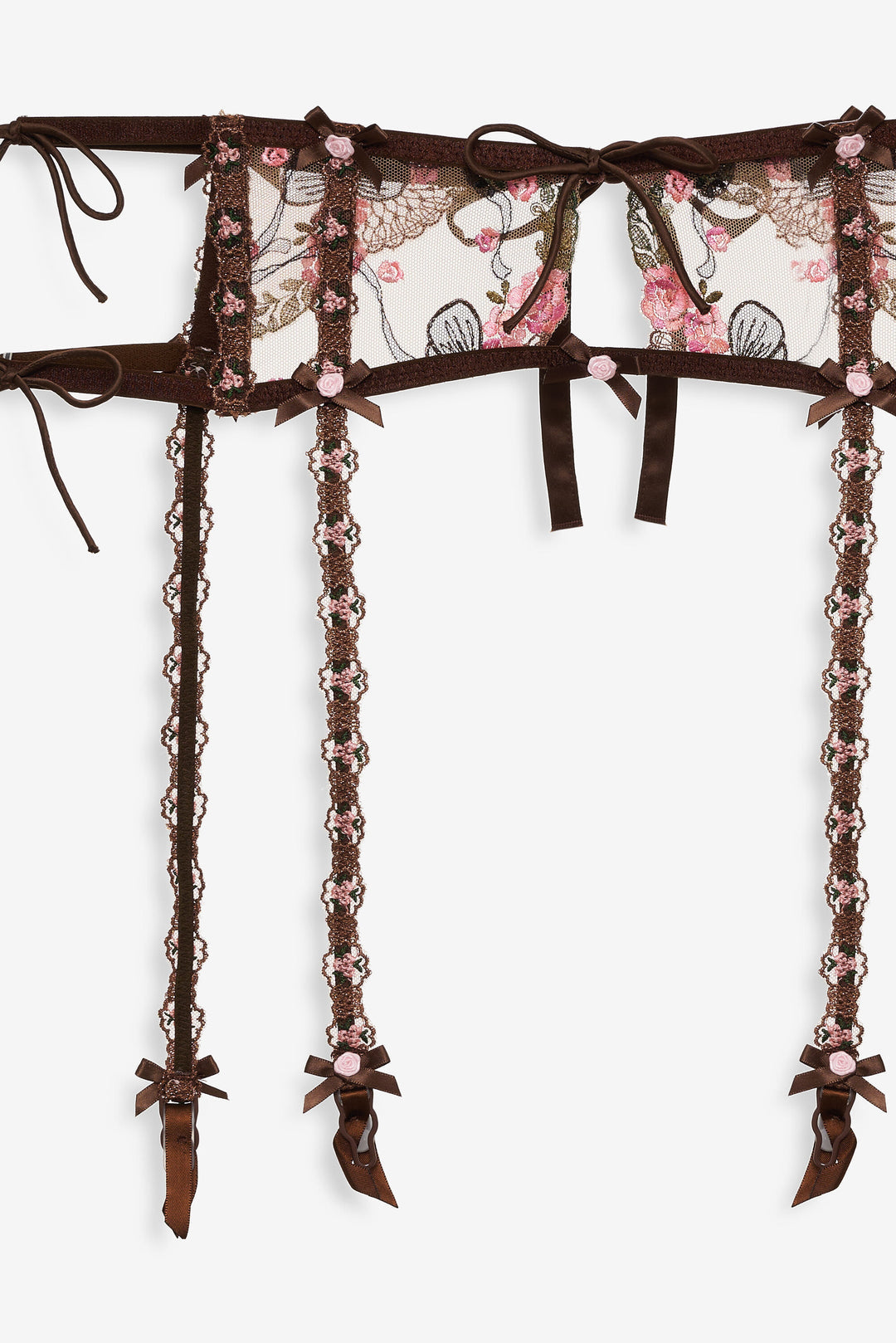Runaway Bows Garter Belt Brown