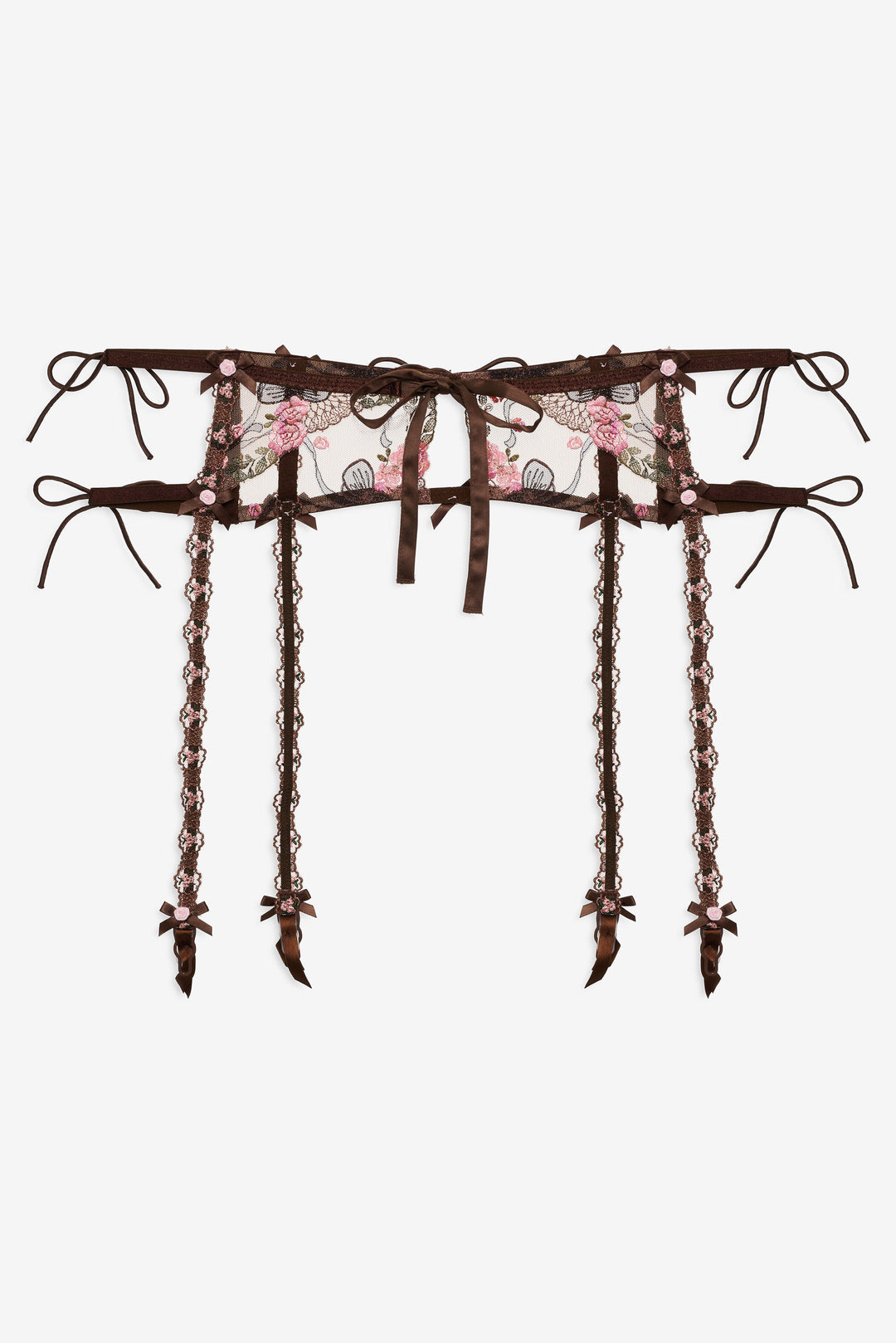 Runaway Bows Garter Belt Brown