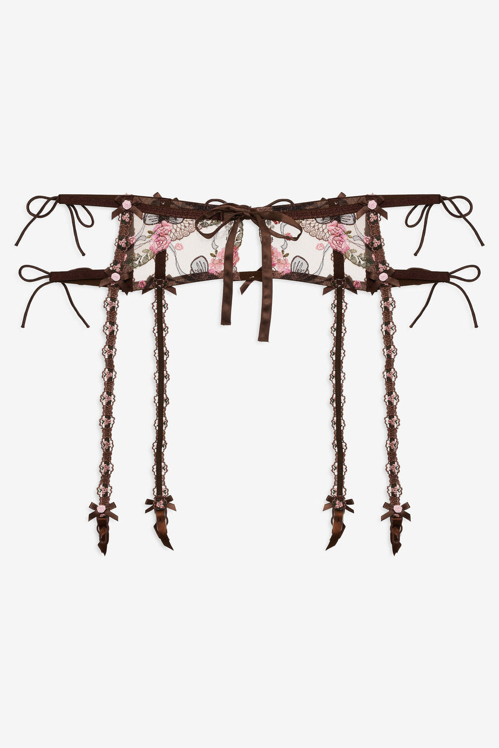 Runaway Bows Garter Belt Brown