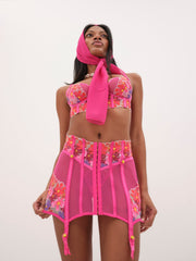 Anemone Floral Garter Skirt Pink