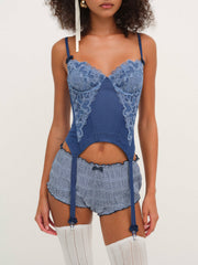 Denim Hearts Bloomer Short Blue