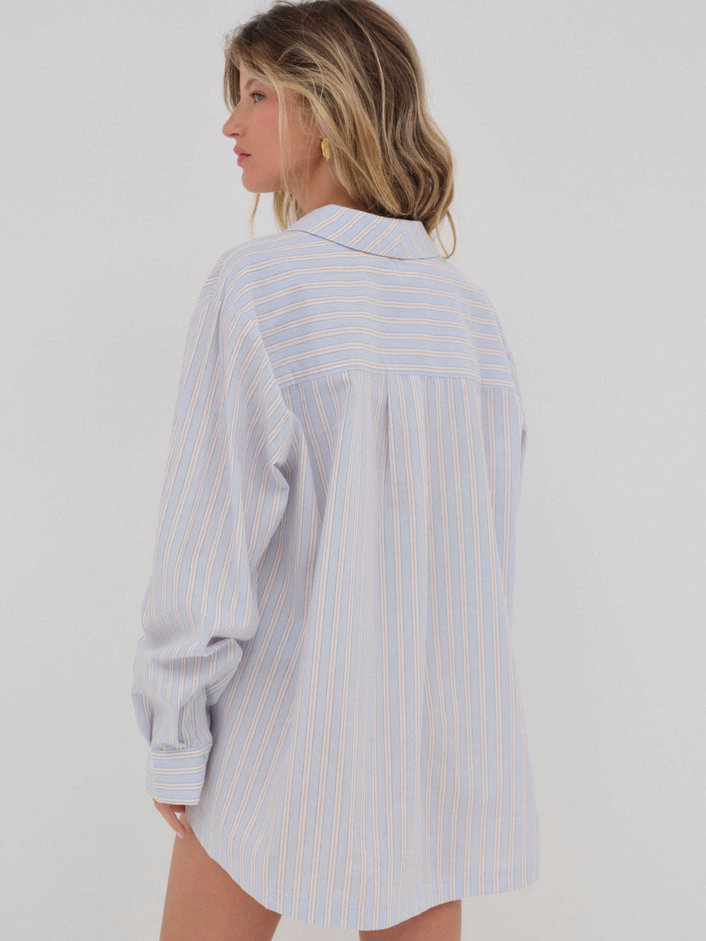 Lakeside Stripe Button Down Top Blue