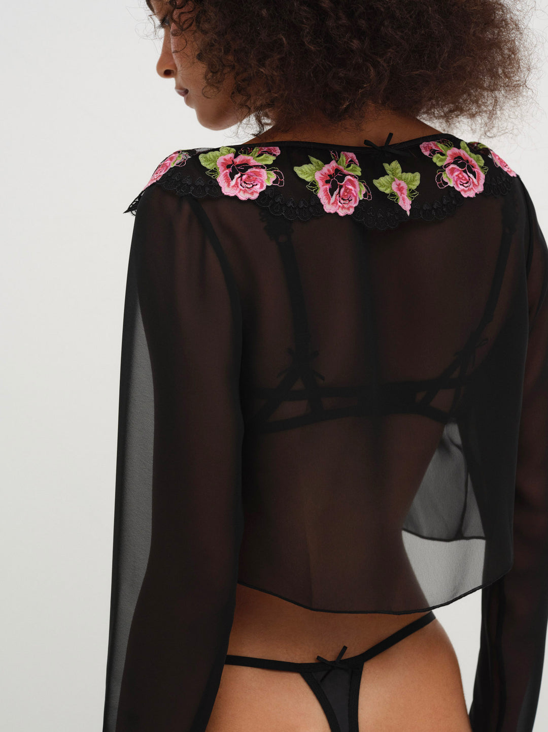 Love Garden Sheer Shrug Black