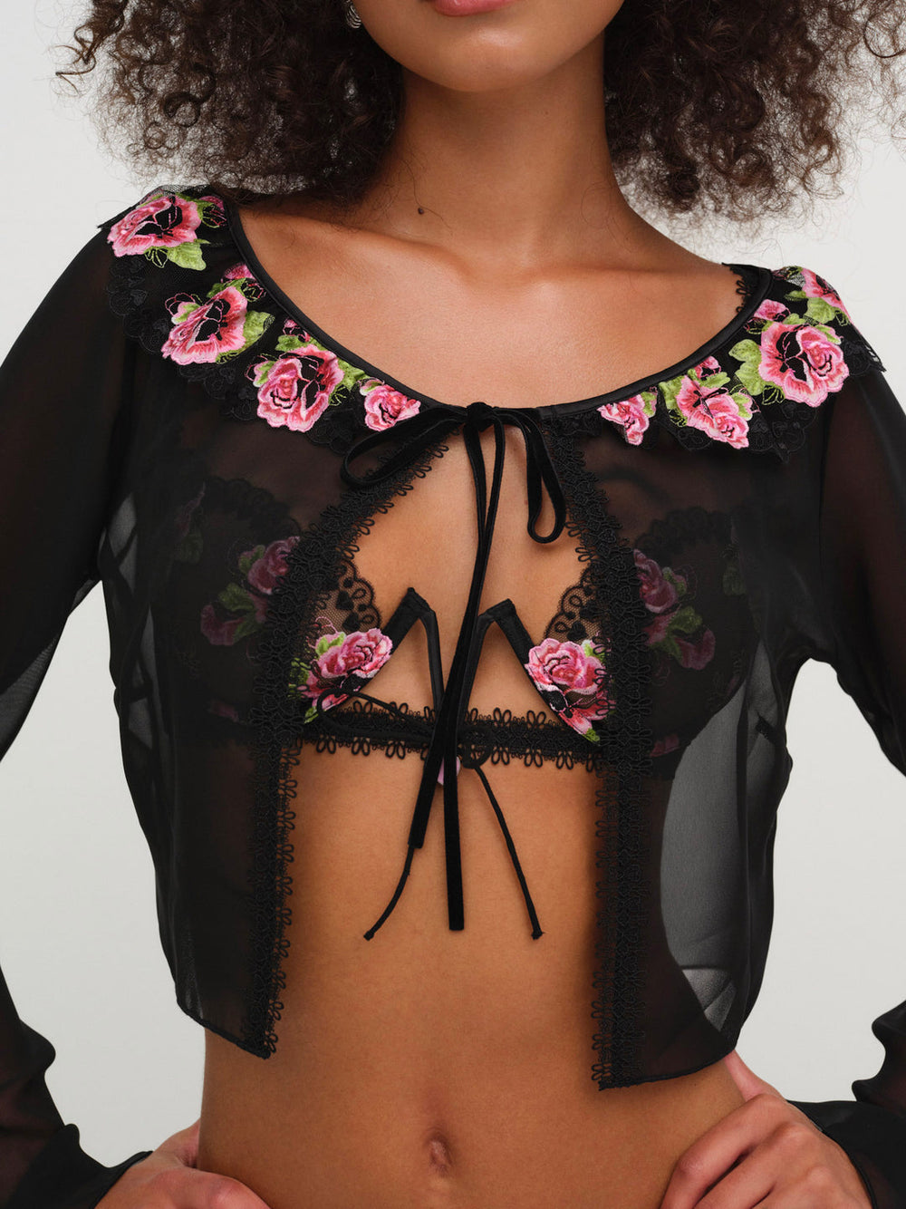 Love Garden Sheer Shrug Black