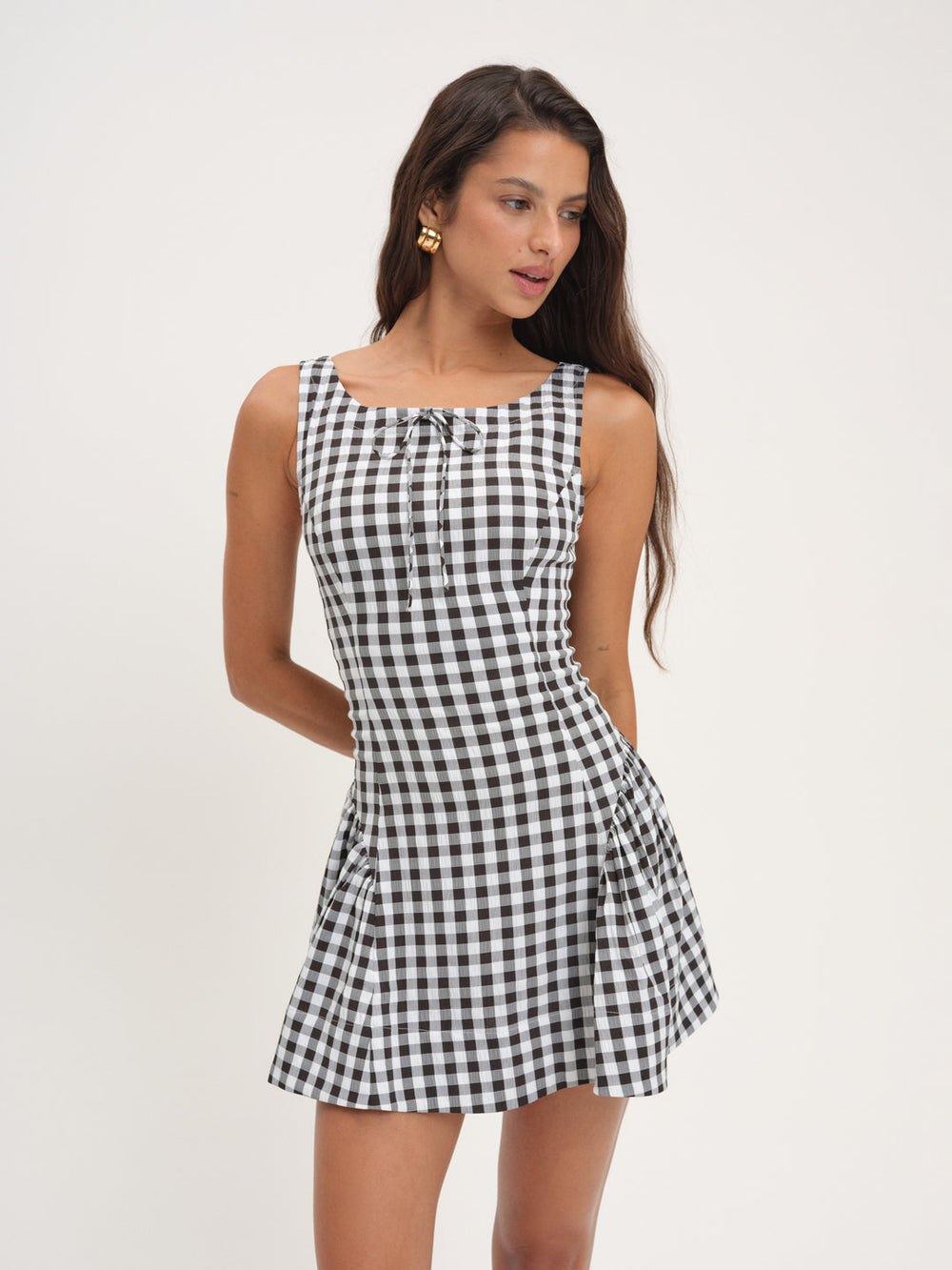 Scotch Bonnet Gingham Mini Dress Black