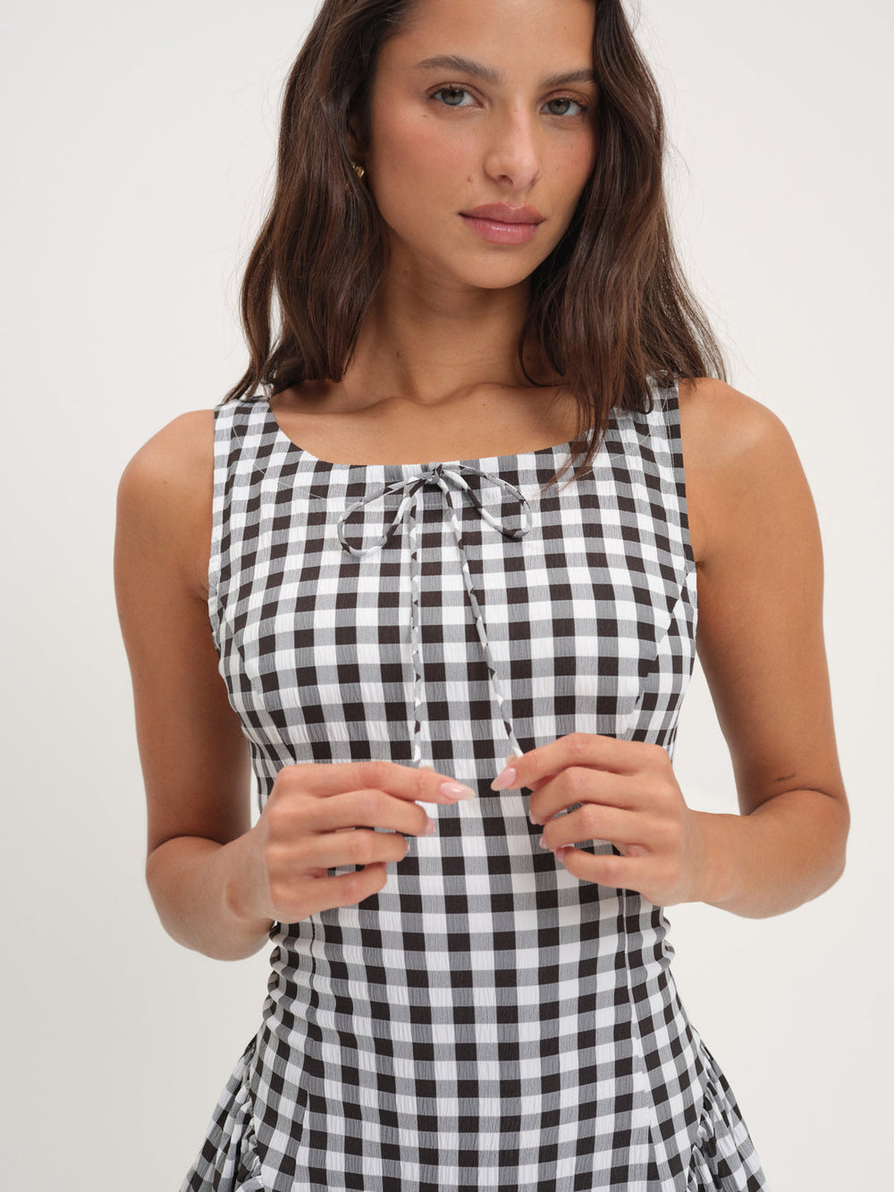 Scotch Bonnet Gingham Mini Dress Black