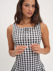 Scotch Bonnet Gingham Mini Dress Black