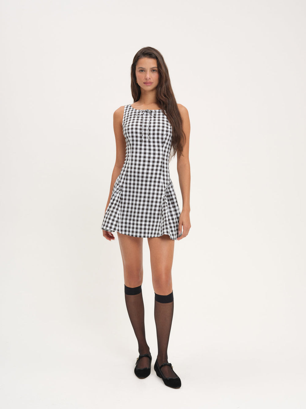Scotch Bonnet Gingham Mini Dress Black