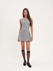 Scotch Bonnet Gingham Mini Dress Black