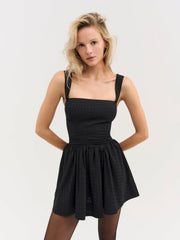 Ginny Gingham Mini Dress Black
