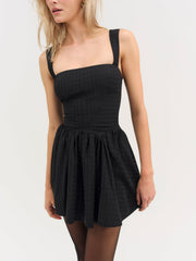 Ginny Gingham Mini Dress Black