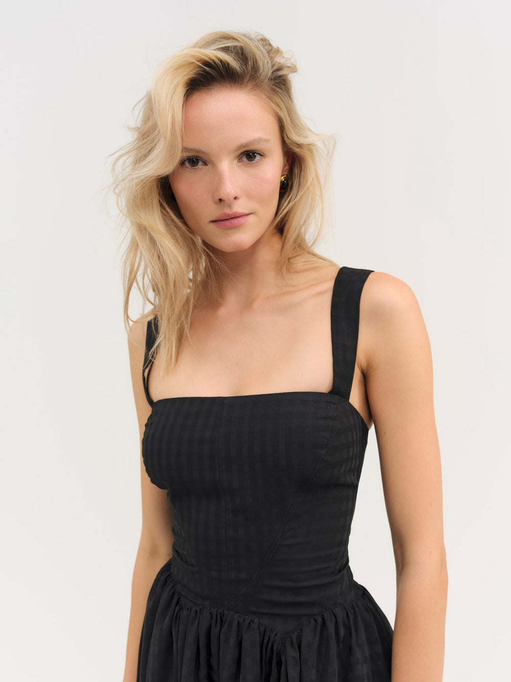 Ginny Gingham Mini Dress Black