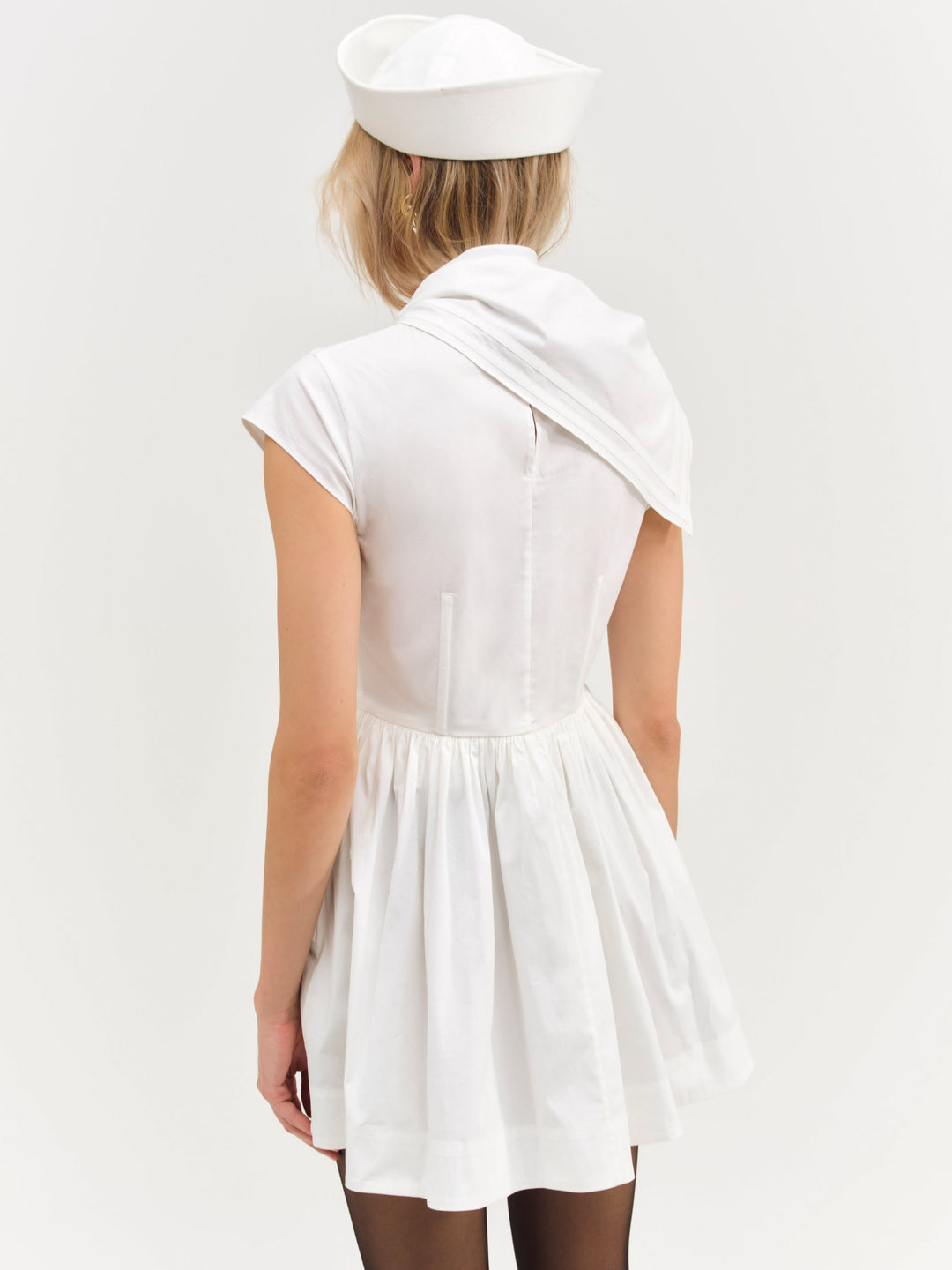 Helena Poplin Scarf Mini Dress White