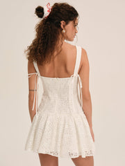 Daisy Lace Mini Dress White