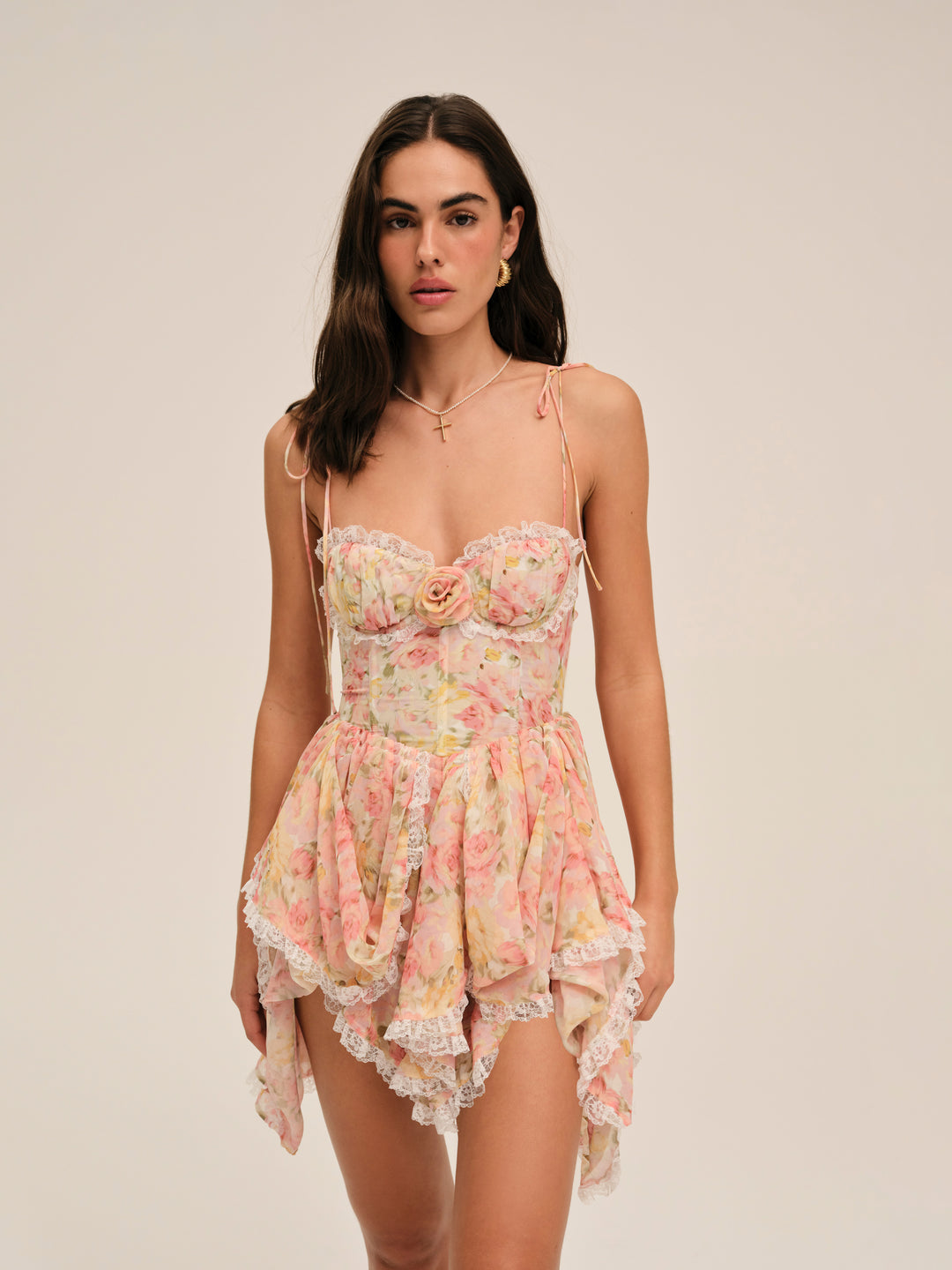Elea Asymmetrical Mini Dress Peach