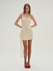 Frosted Organza Mini Dress Cream