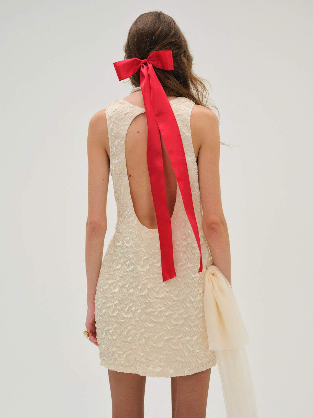 Frosted Organza Mini Dress Cream