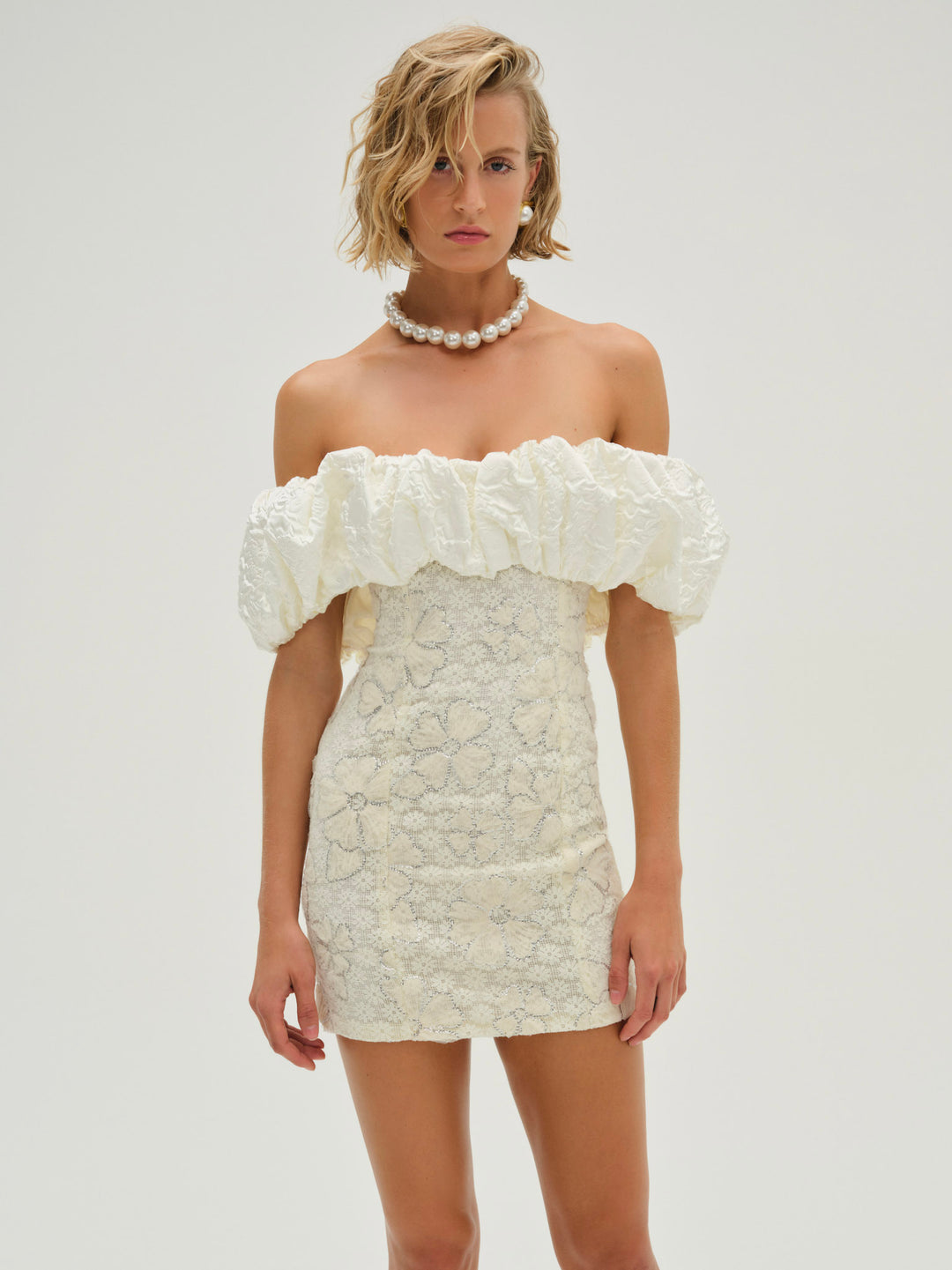 Snowflake Daisy Mini Dress Cream
